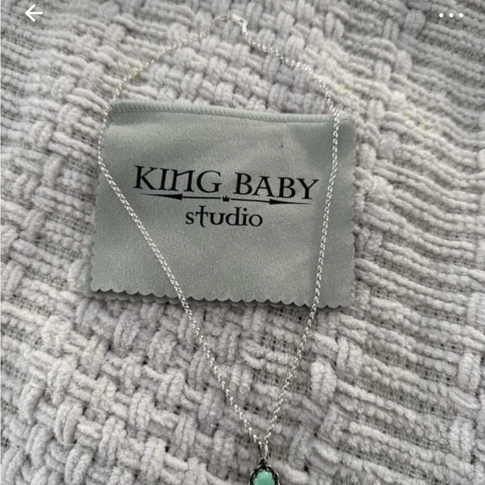 King Baby Studio Silver Necklace with Mint Green Pendant